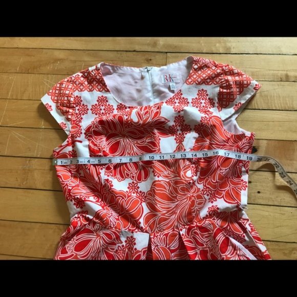 R & K Bright Orange Fit and Flare Dress - Picture 2 of 8